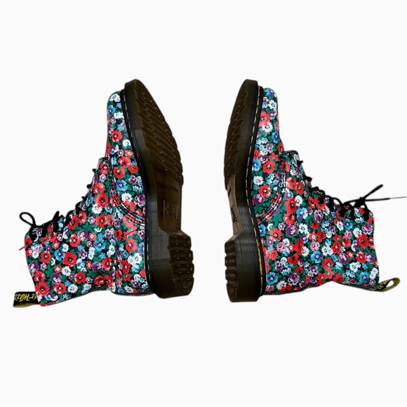 Dr. Martens Pascal Floral Poppy Combat Boots - Picture 8 of 12